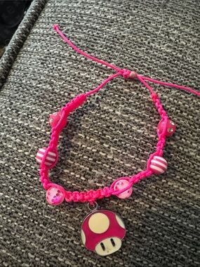 Pink Mushroom Charm Bracelet